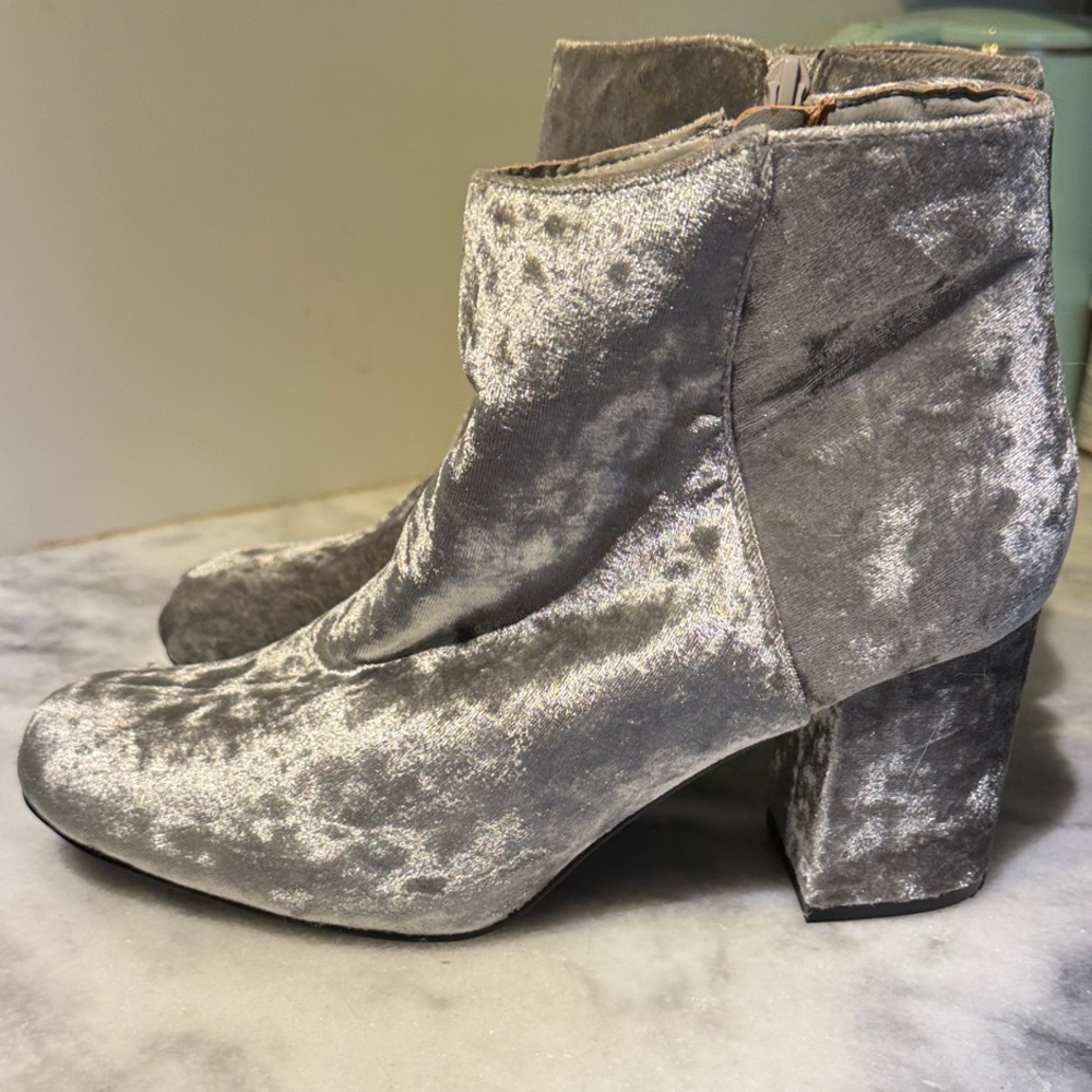 Diba Gray Velvet Ankle Boots